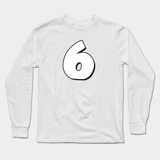 Number 6 white / black Long Sleeve T-Shirt